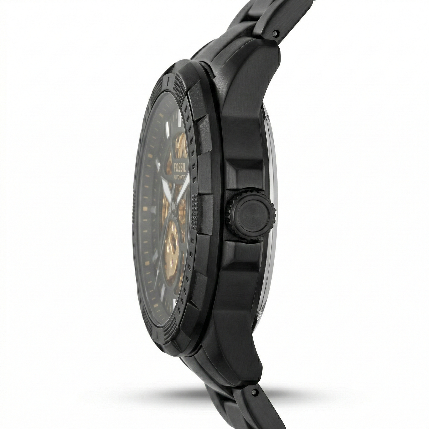 Fossil Bronson Automatic Black Case Black Metal Bracelet