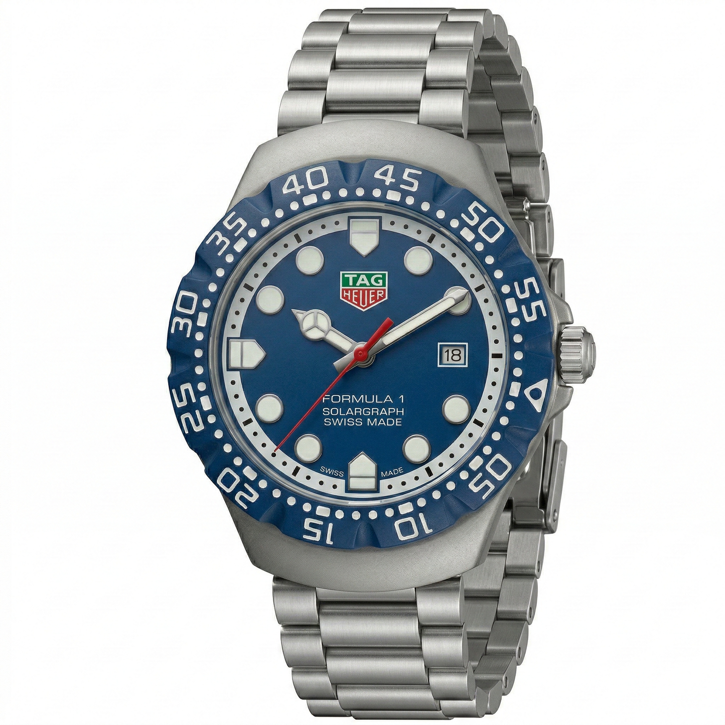 Tag Heuer Formula 1 Solargraph Blue Dial Grey Case Steel Bracelet