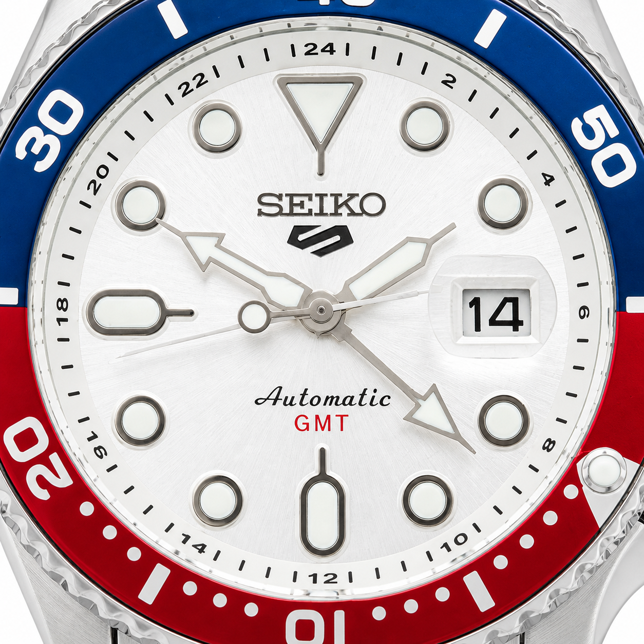 Seiko 5 GMT Automatic Stainless Steel White Dial Jubilee Watch