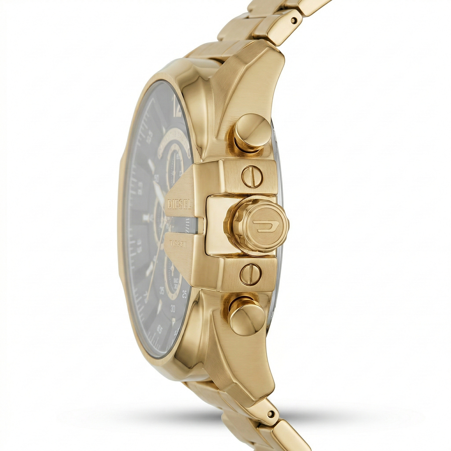 Diesel Only The Brave Chronograph Gold Case White Dial Steel Bracelet