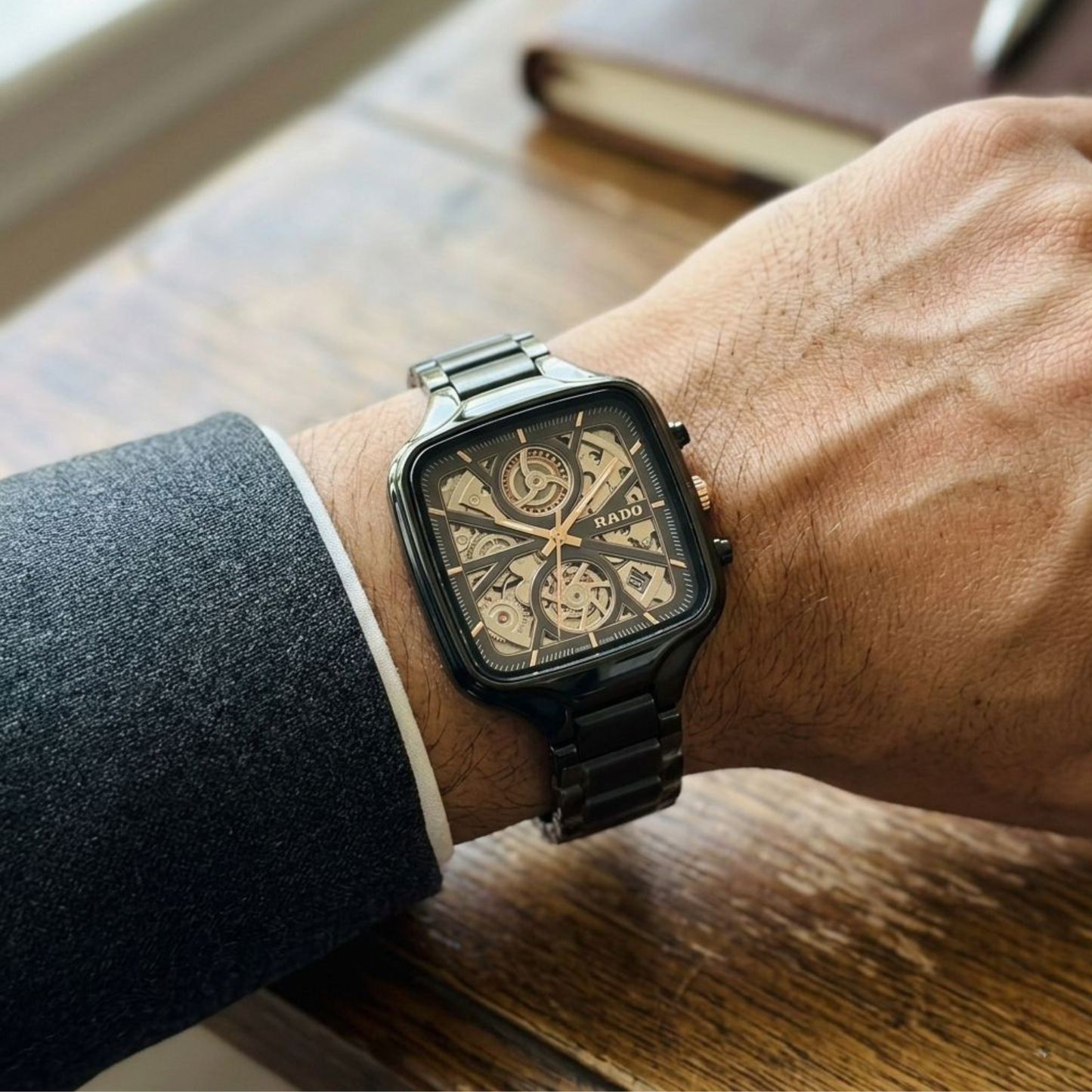 Rado true square black ceramic watch