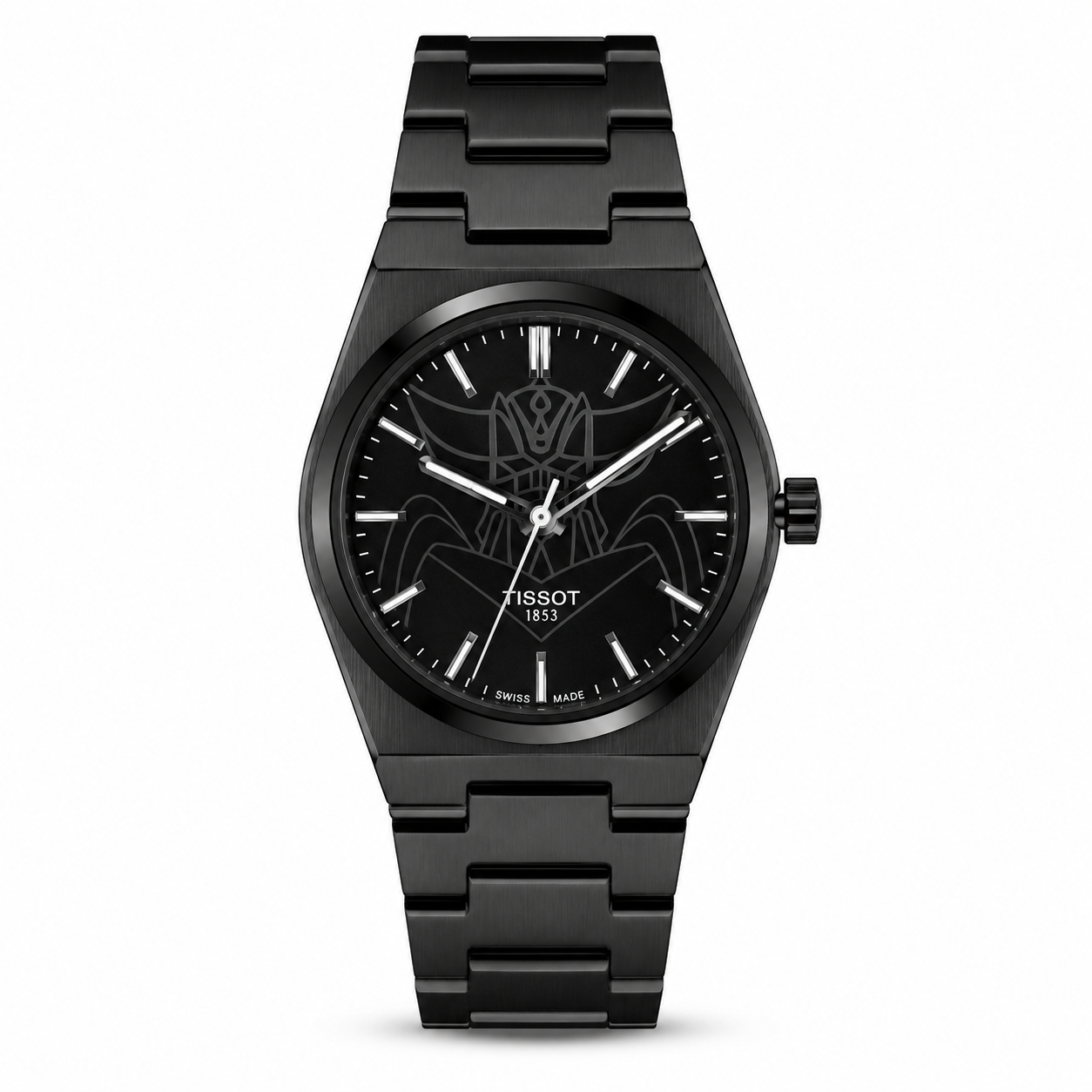 Tissot PRX Inspired Integrated Black Steel Watch Stealth Black Dial Stainless Steel Bracelet