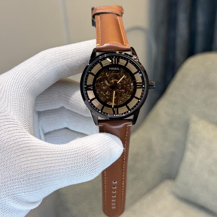 Fossil Townsman Leather Skeleton – Brown Strap