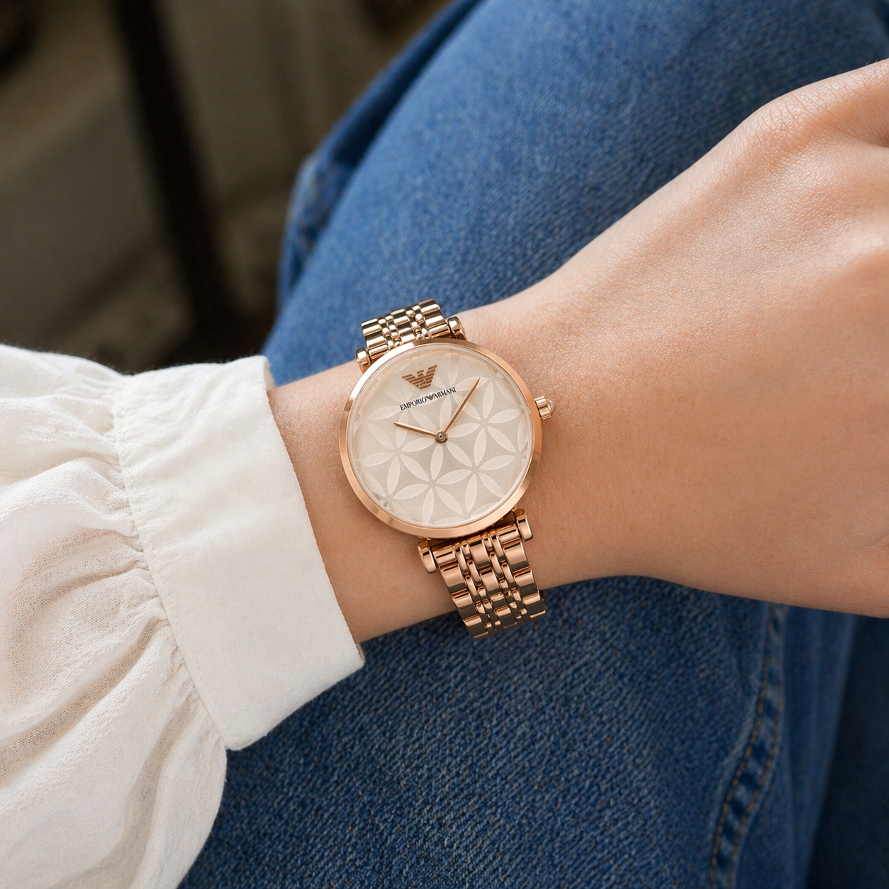 Emporio Armani Geometric Elegance Dial Watch – Rose Gold Case Stainless Steel Bracelet
