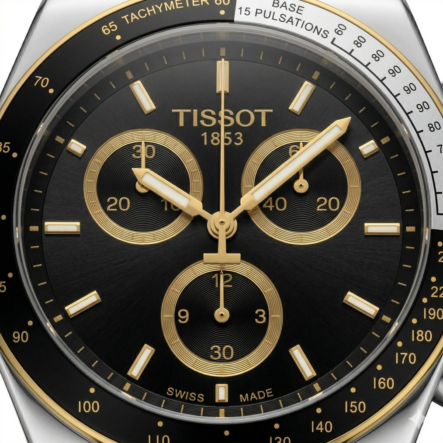 Tissot Chronograph Classic Black Dial Silver-Gold Two-Tone Stainless Steel Bracelet