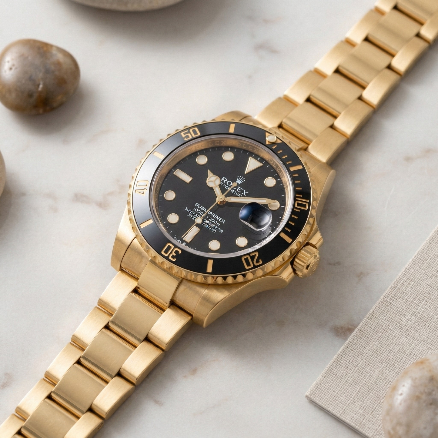 Rolex Submariner Style Gold Diver Watch – Gold Case Metal Bracelet