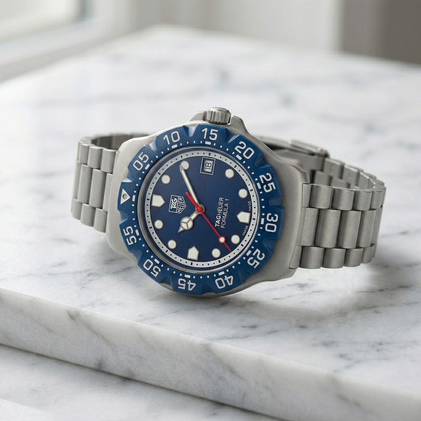 Tag Heuer Formula 1 Solargraph Blue Dial Grey Case Steel Bracelet