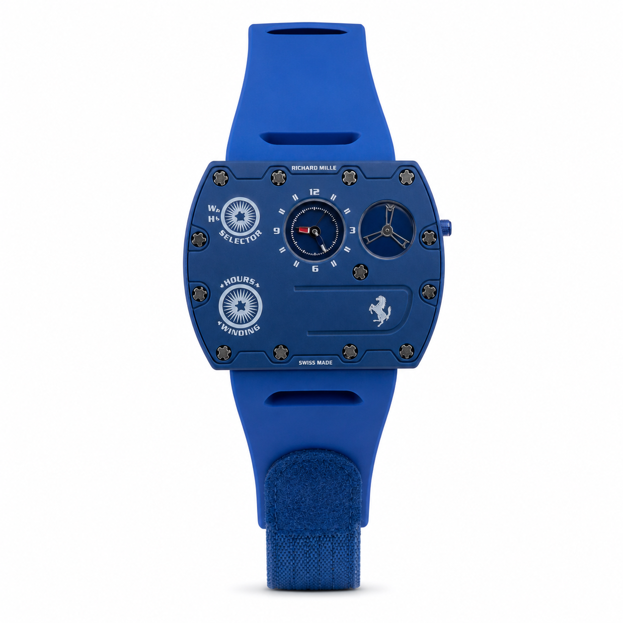 Richard Mille Ferrari Inspired Motorsport Watch Royal Blue Case Blue Rubber Velcro Strap