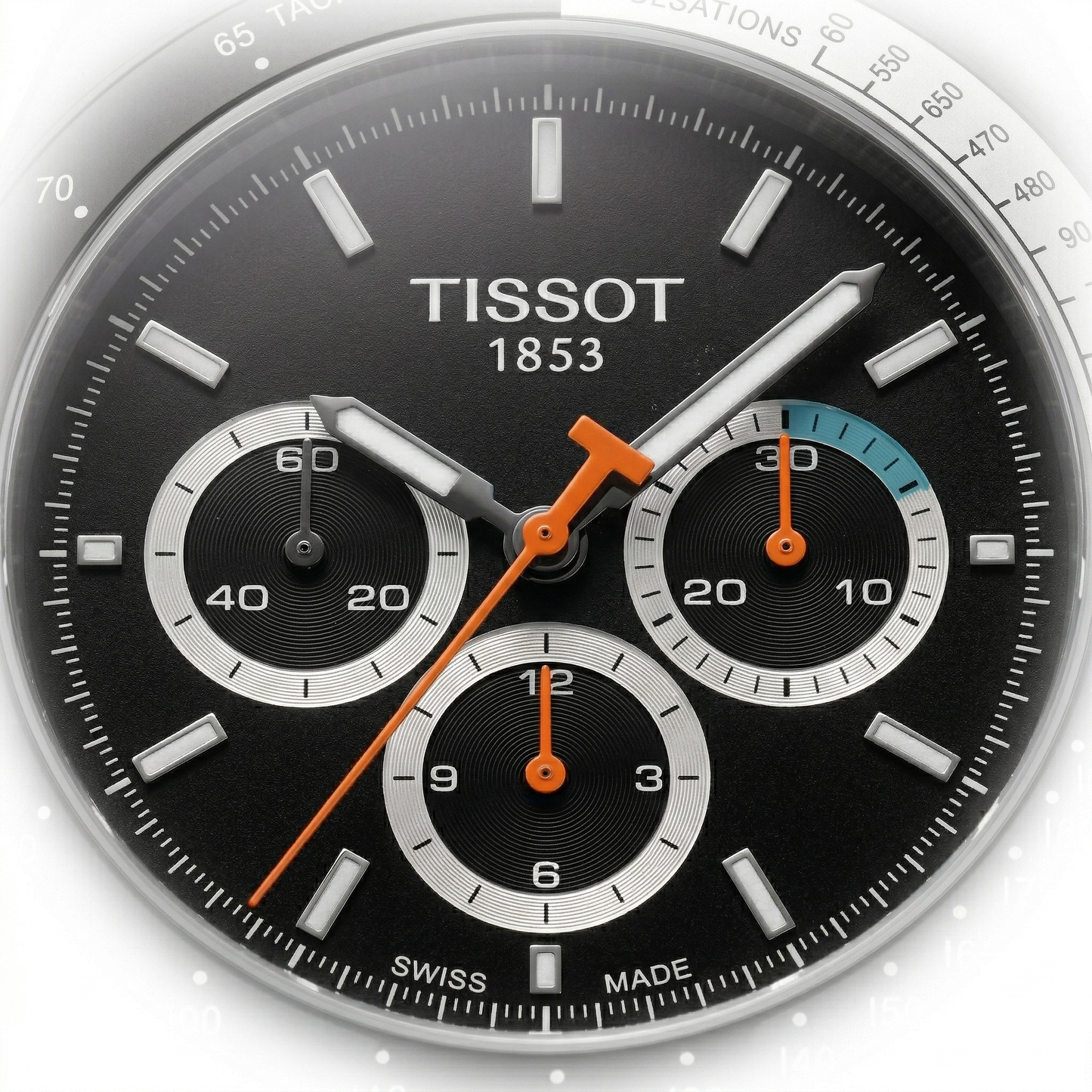 Tissot Chronograph Tonneau Black Dial Black Steel Bracelet