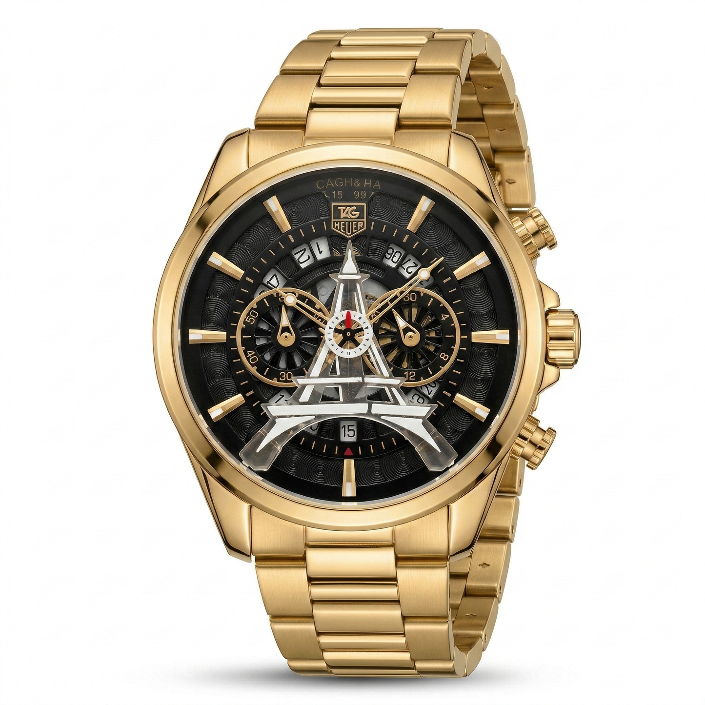 Tag Heuer Carrera Eiffel Tower Edition Black Dial Steel & Rose Gold Bracelet