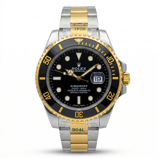 Rolex Submariner Date Black Dial Gold Bezel Two-Tone Steel Bracelet