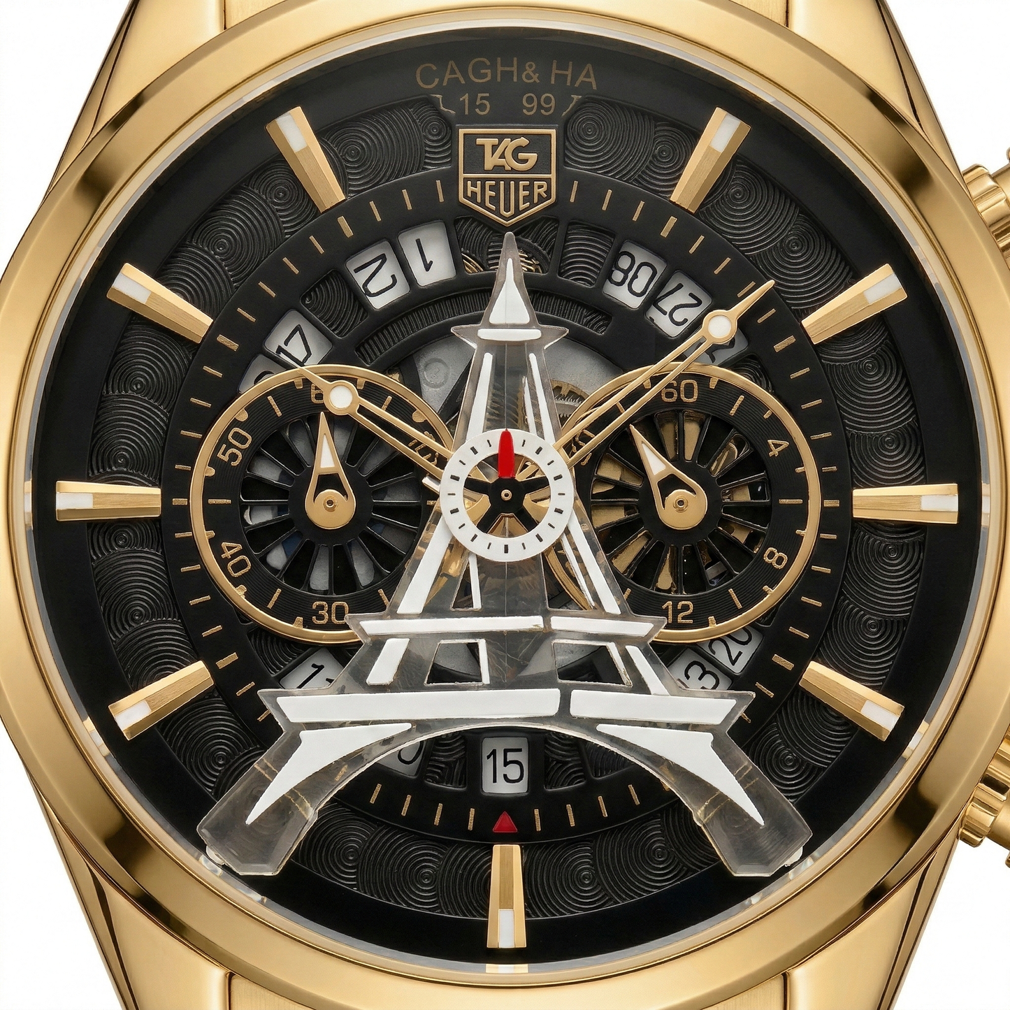 Tag Heuer Carrera Eiffel Tower Edition Black Dial Steel & Rose Gold Bracelet