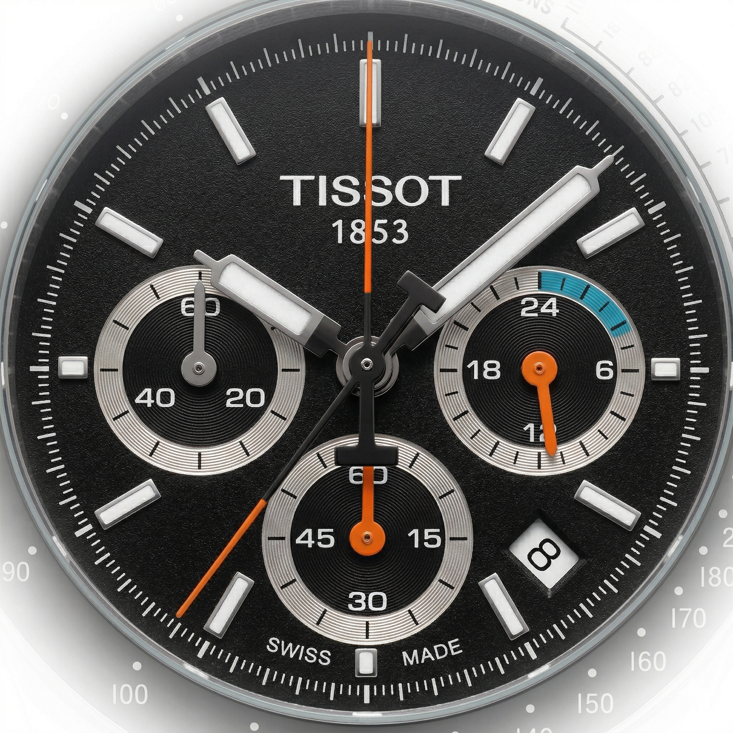 Tissot Chronograph Black Dial Silver Case Stainless Steel Bracelet