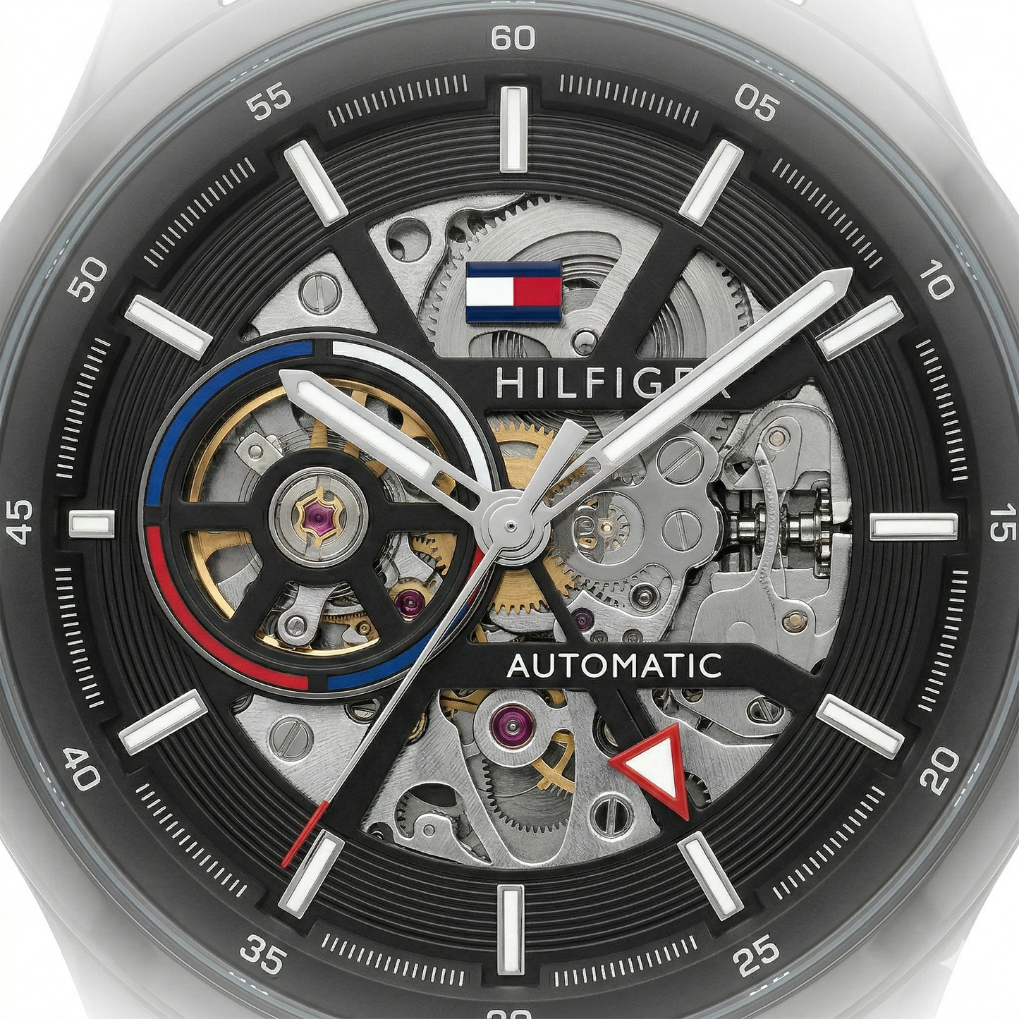 Tommy Hilfiger Automatic Skeleton Black Case Black Silicone Strap