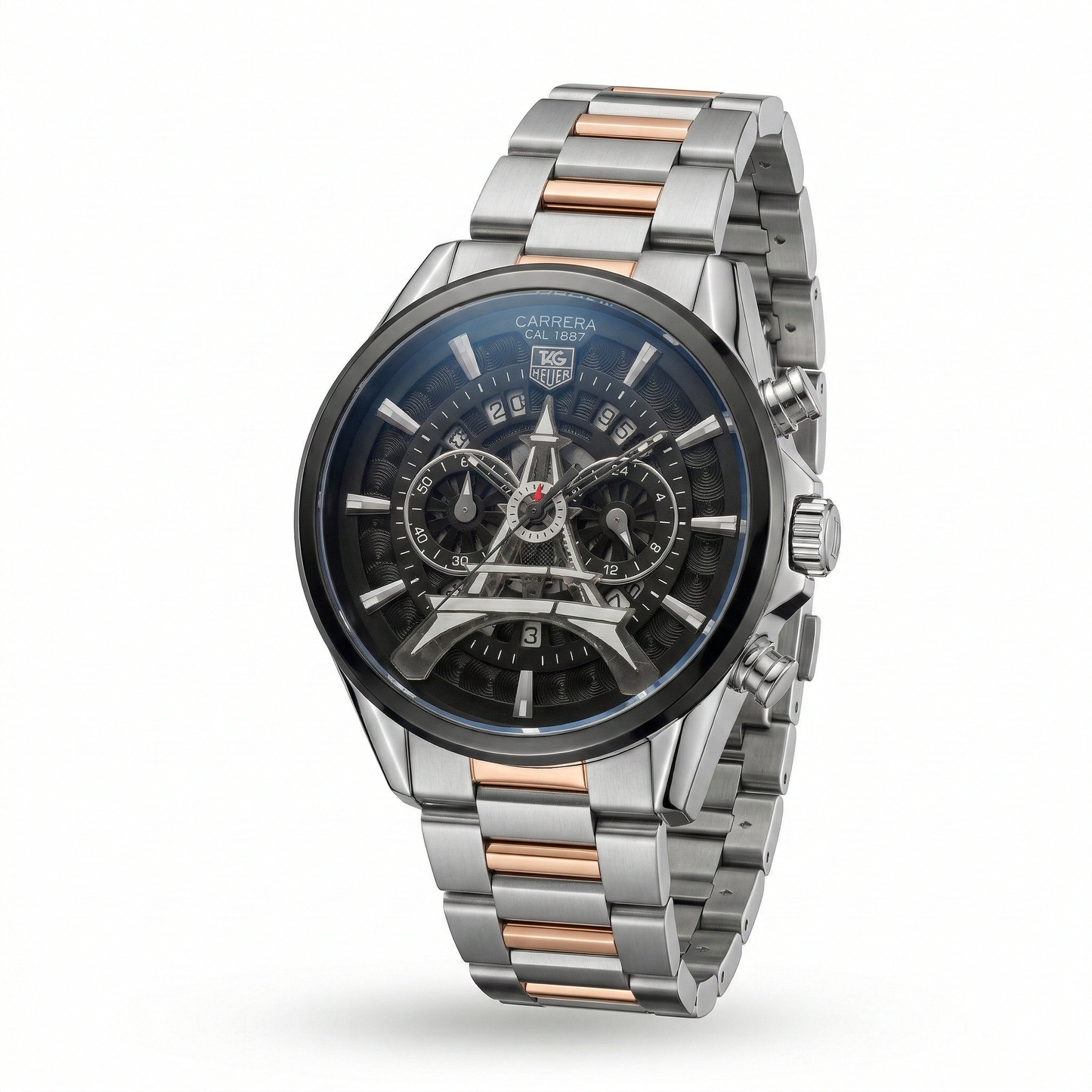 Tag Heuer Eiffel Tower Edition Skeleton Dial Gold Case Metal Bracelet Watch