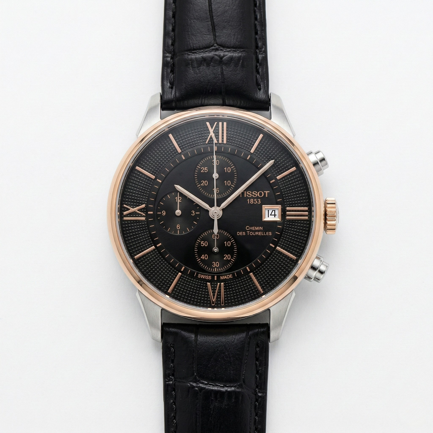 Tissot Chemin 1853 – Black Dial Rose Gold Chronograph Leather