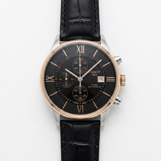 Tissot Chemin 1853 – Black Dial Rose Gold Chronograph Leather