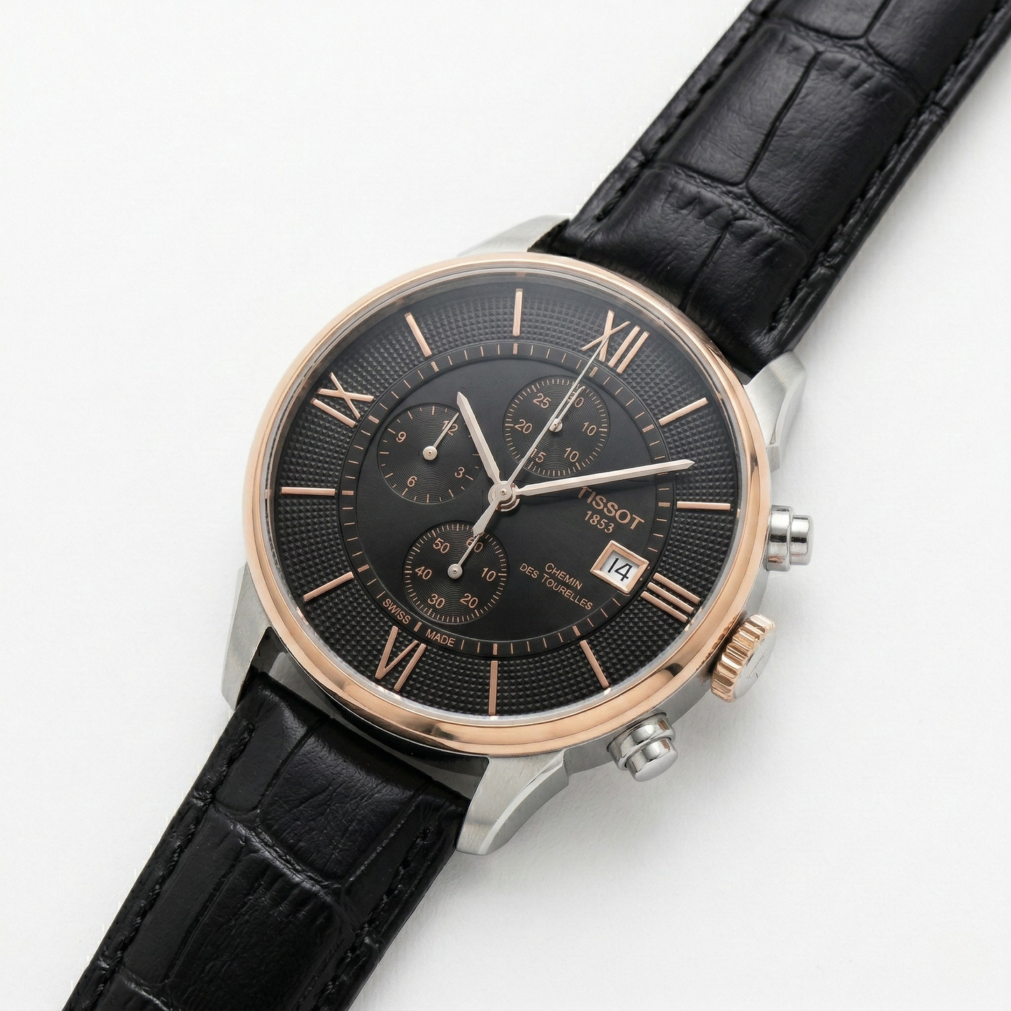 Tissot Chemin 1853 – Black Dial Rose Gold Chronograph Leather