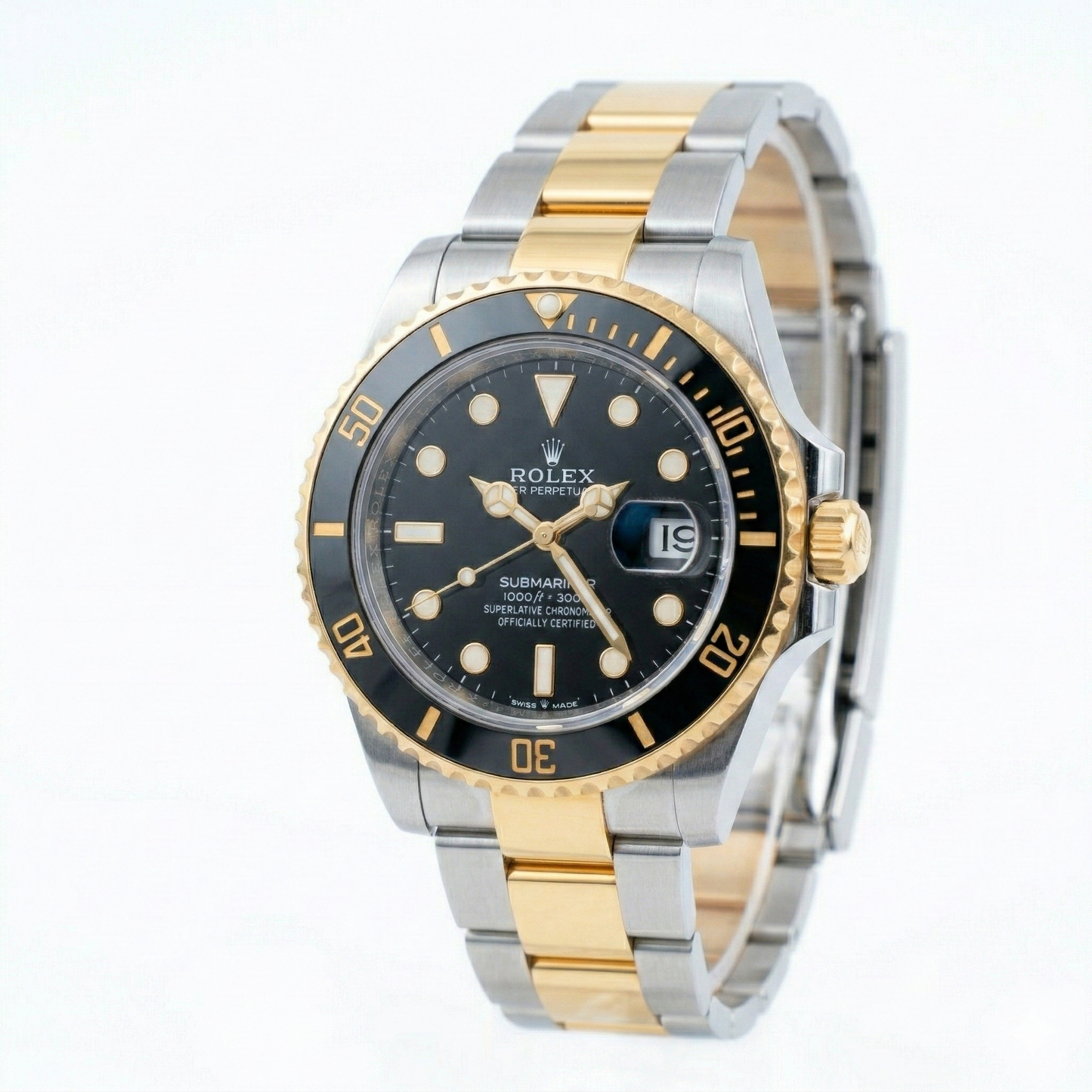 Rolex Oyster Perpetual Submariner Black Dial Gold Bezel Two-Tone Steel Bracelet