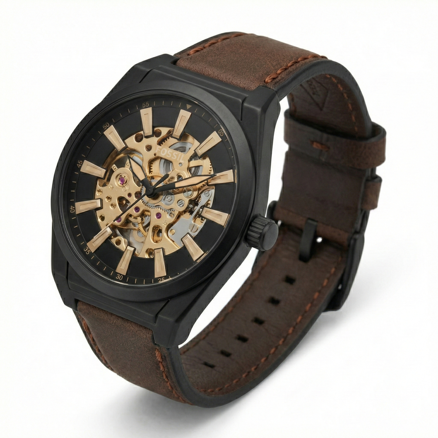 Fossil Everett Automatic – Brown Leather Strap