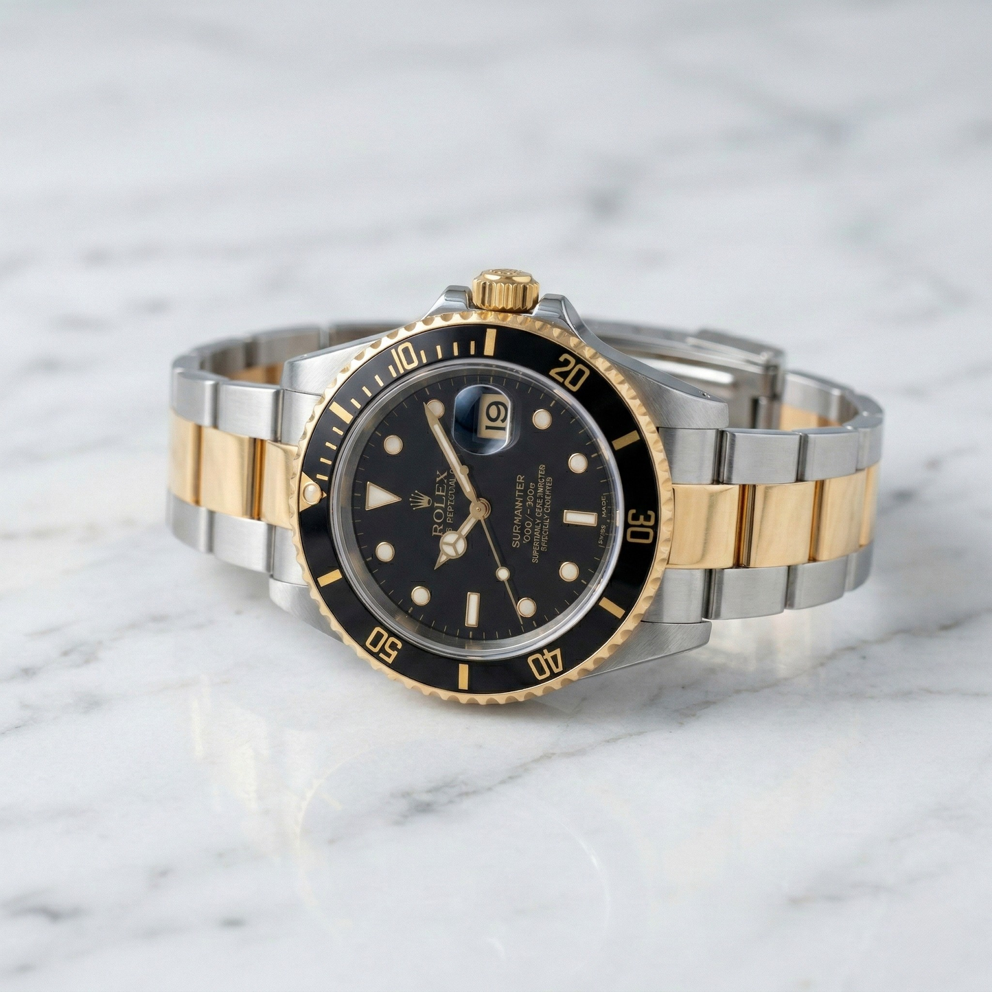 Rolex Oyster Perpetual Submariner Black Dial Gold Bezel Two-Tone Steel Bracelet