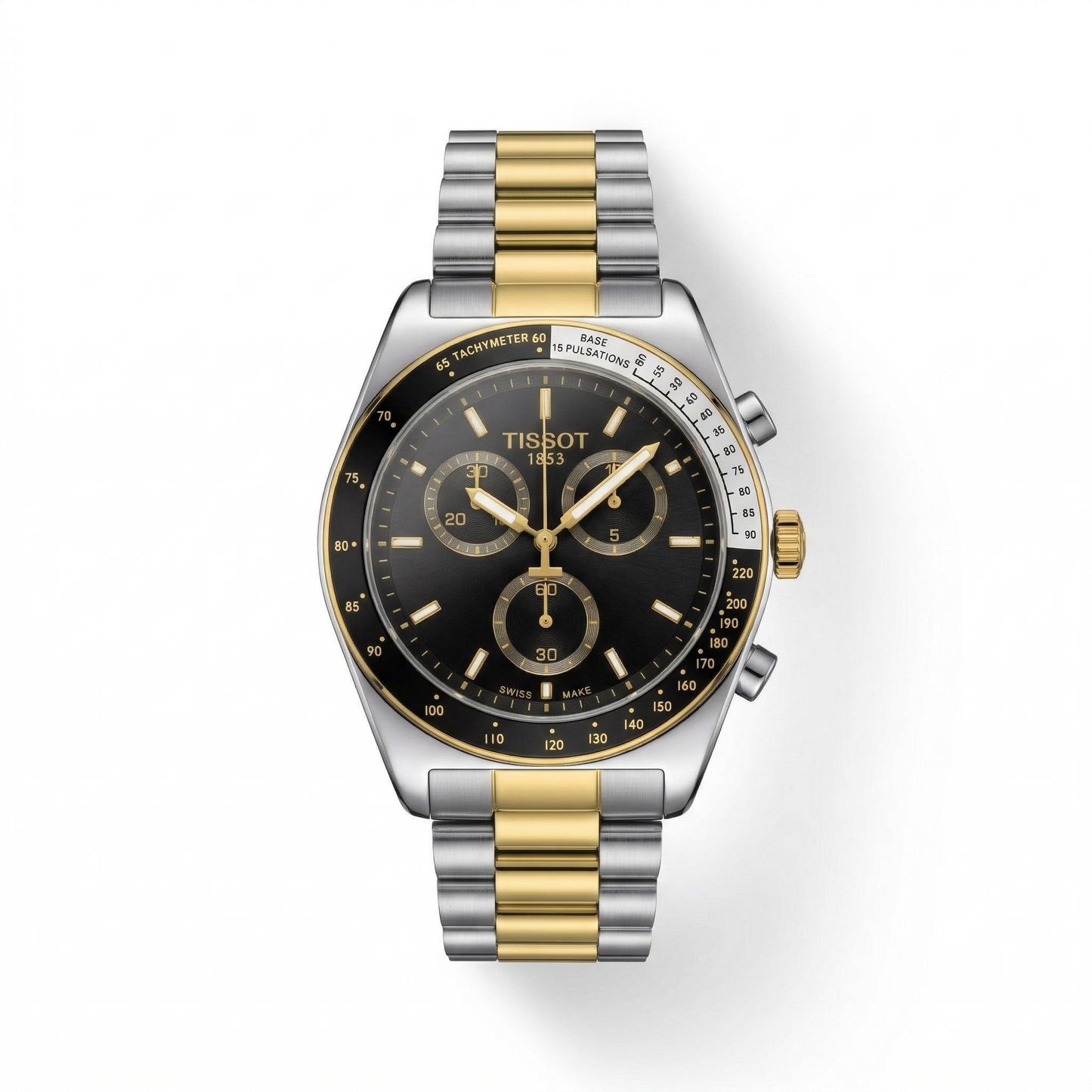 Tissot Chronograph Classic Black Dial Silver-Gold Two-Tone Stainless Steel Bracelet