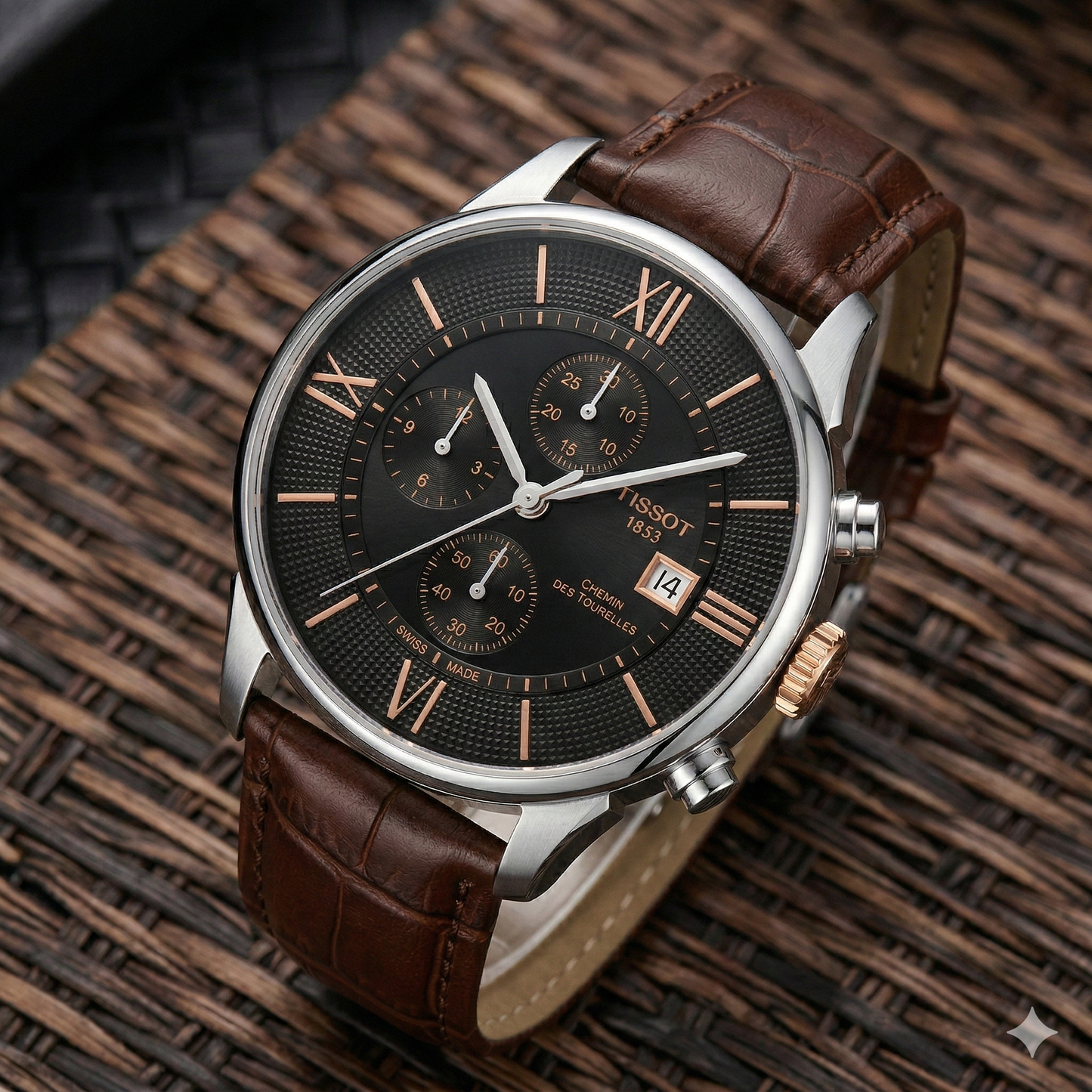Tissot Chemin 1853 – Black Dial Brown Leather Chronograph