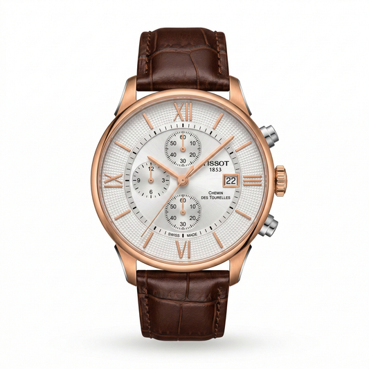 Tissot Chemin 1853 – White Dial Brown Leather Chronograph