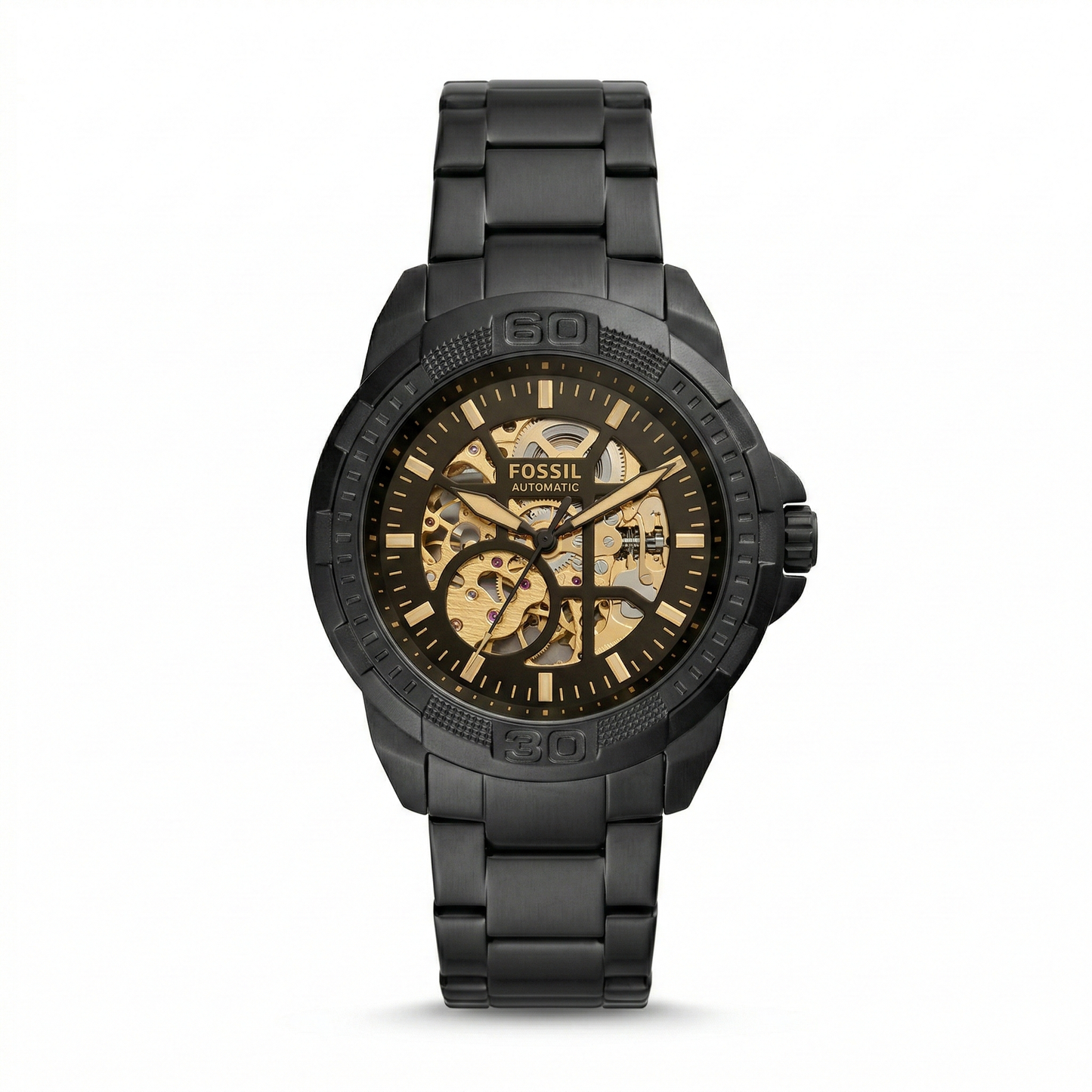 Fossil Bronson Automatic Black Case Black Metal Bracelet