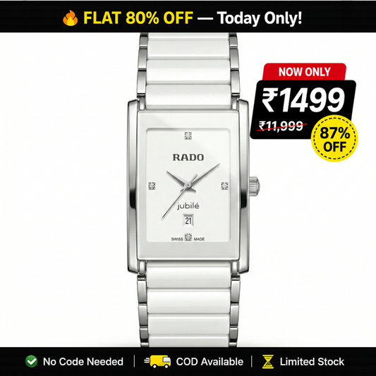 Rado Jubile Rectangle White – Silver Accents