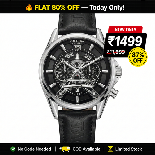Tag Heuer Eiffel Tower Chronograph Silver Case Black Leather
