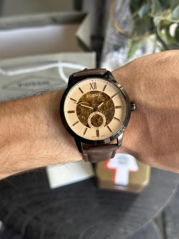 Fossil Skeleton Classic Cream Dial – Brown Leather Strap