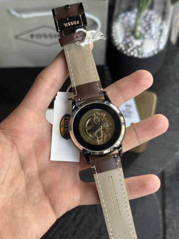 Fossil Skeleton Classic Cream Dial – Brown Leather Strap