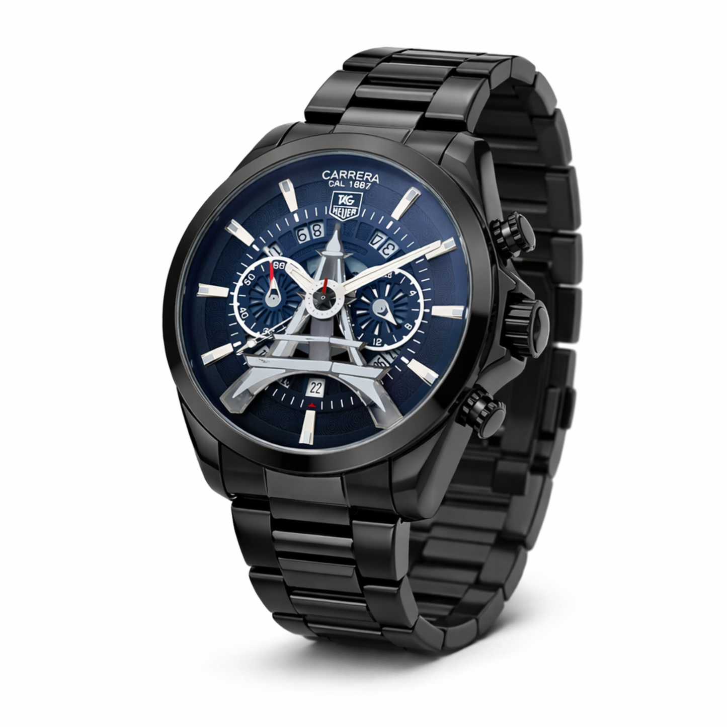 TAG Heuer Carrera Eiffel Tower Dial Black Case Metal Bracelet