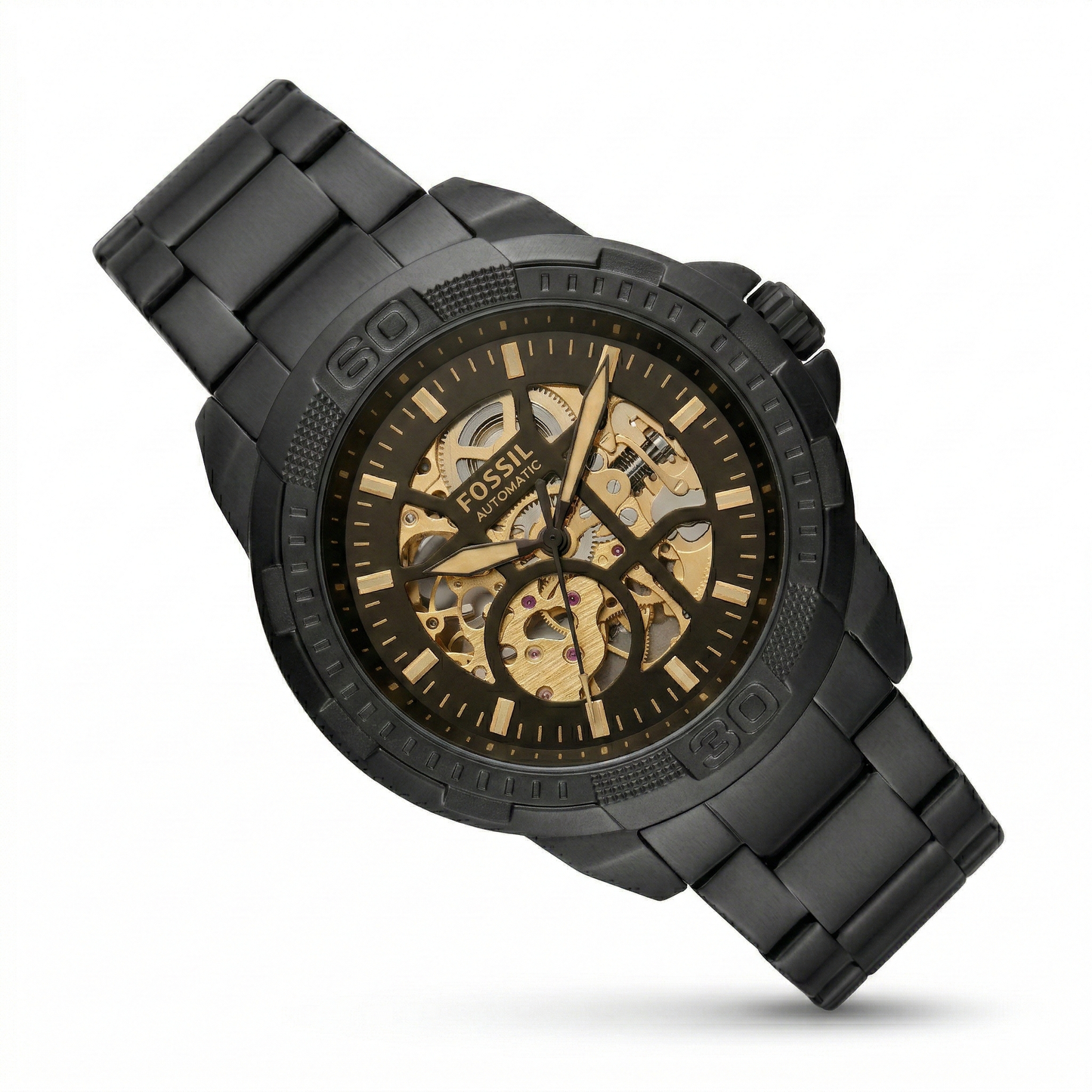 Fossil Bronson Automatic Black Case Black Metal Bracelet