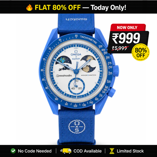 Omega x Swatch MoonSwatch Moonphase Blue Chronograph Nylon Strap Watch