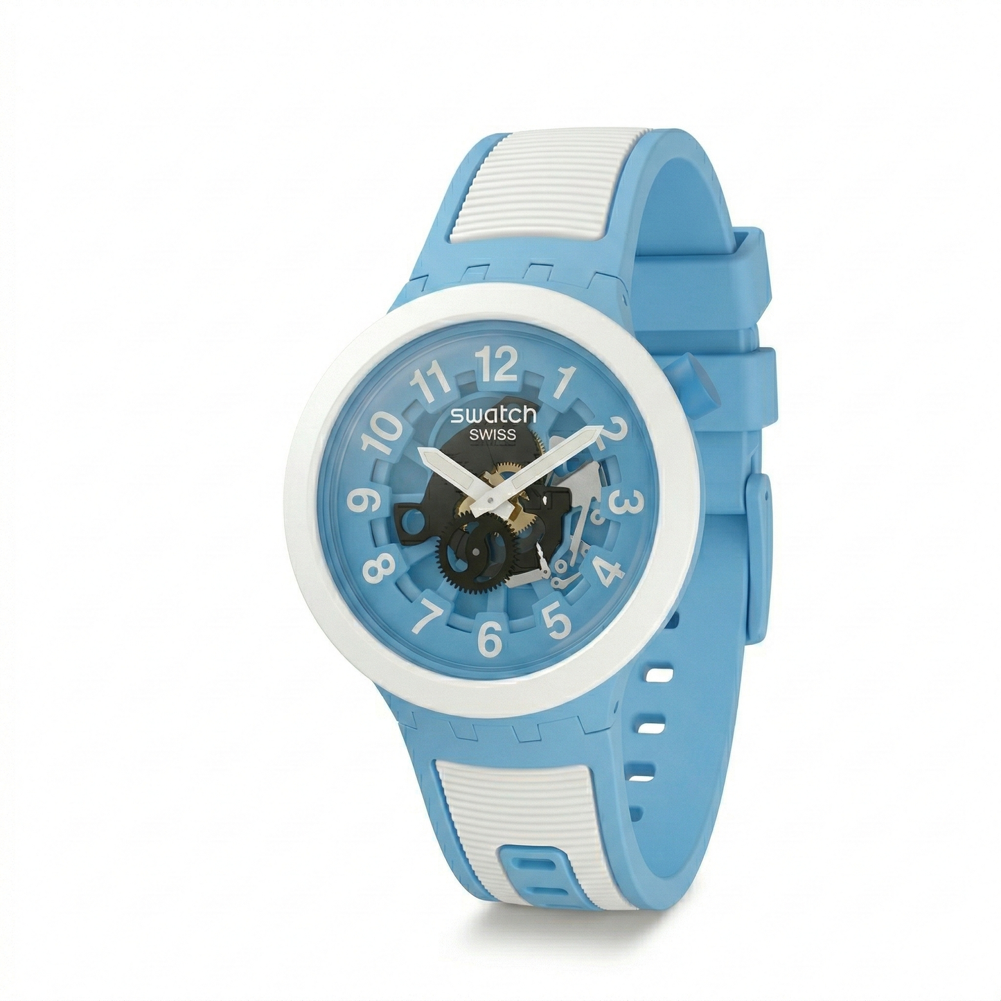 Swatch Big Bold Sky Blue – White Case Silicone Strap