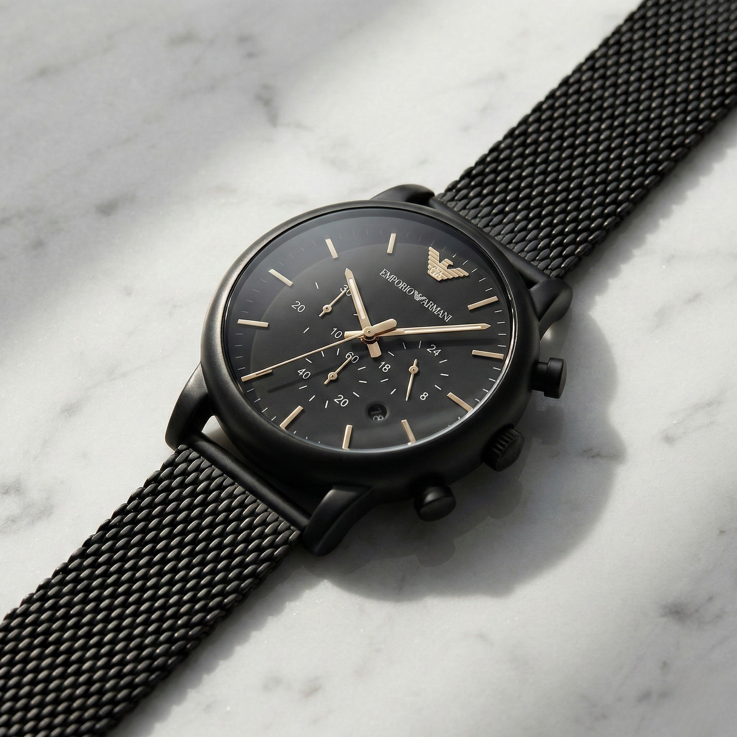 Emporio Armani Luigi AR196 – Black Chronograph Mesh