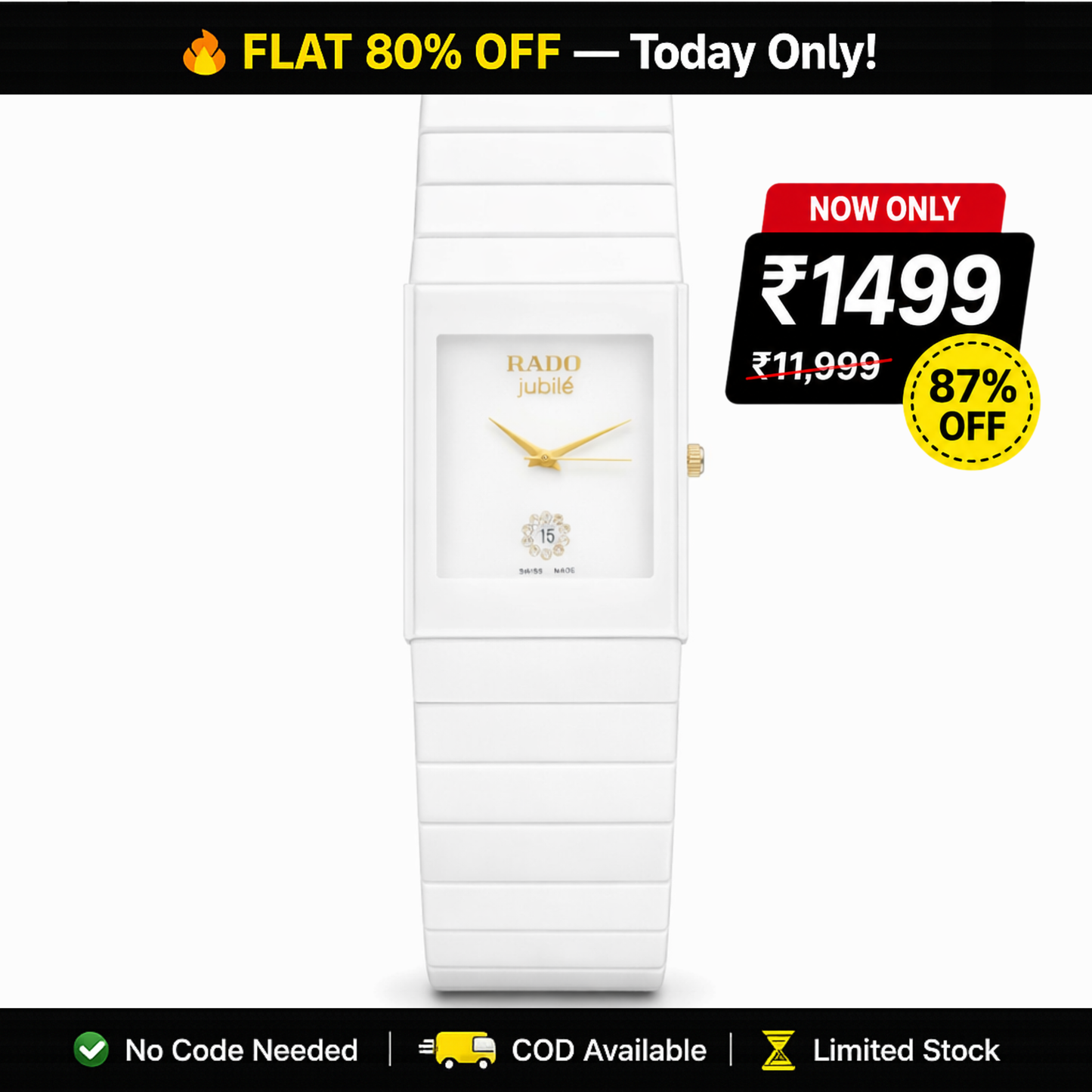 Rado Jubile Style White Watch for Men