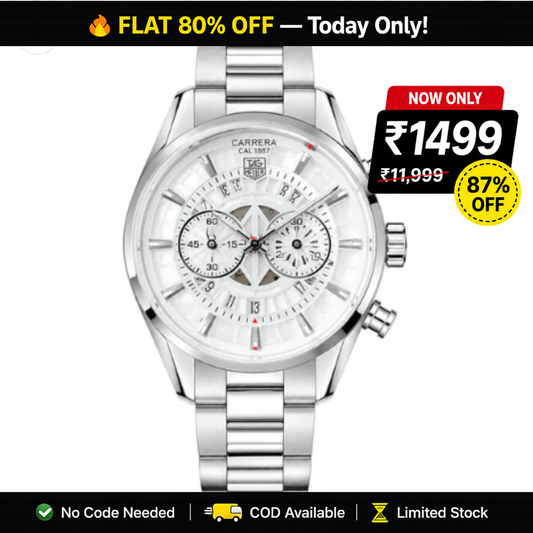 TAG Heuer Carrera Chronograph Silver Stainless Steel White Dial Watch