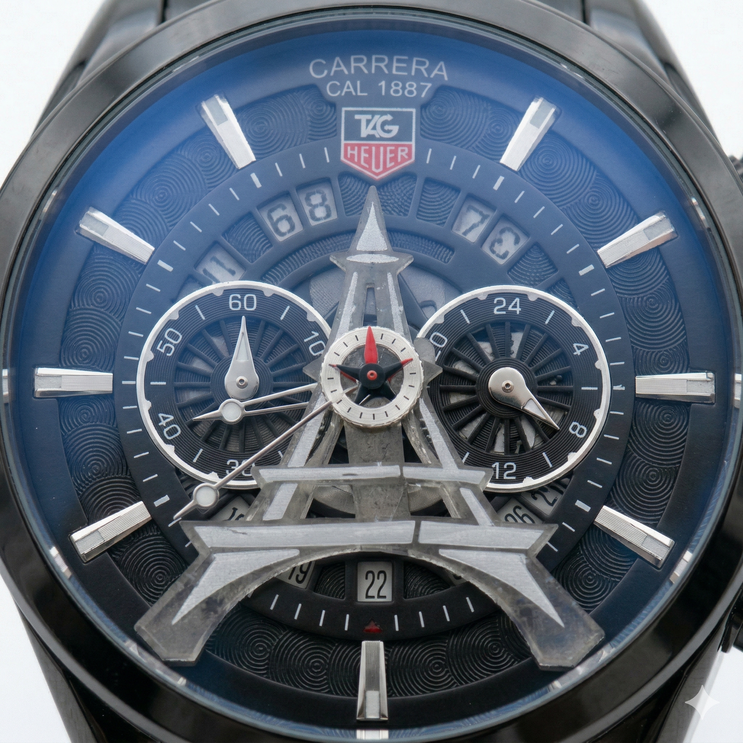 TAG Heuer Carrera Eiffel Tower Dial Black Case Metal Bracelet