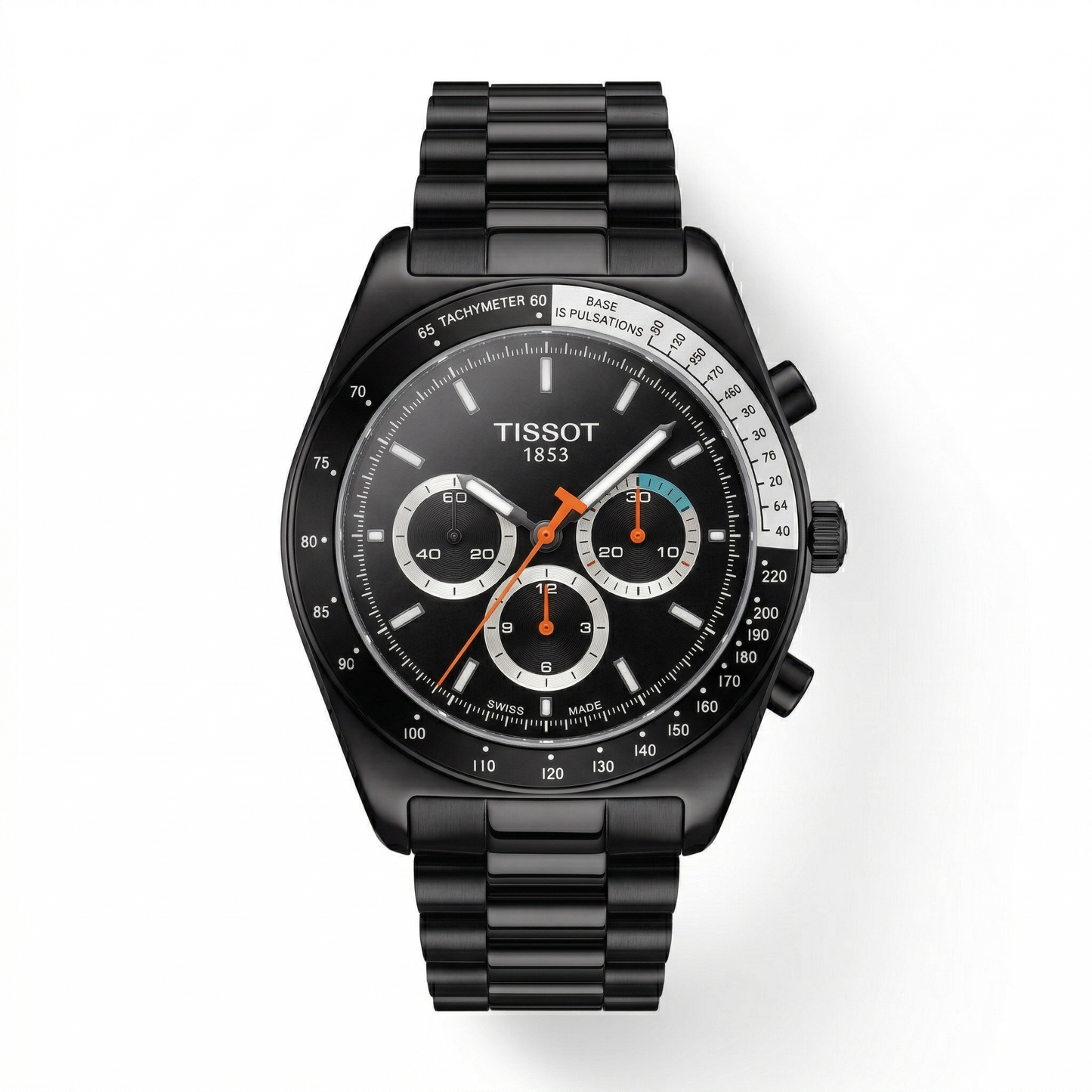 Tissot Chronograph Tonneau Black Dial Black Steel Bracelet