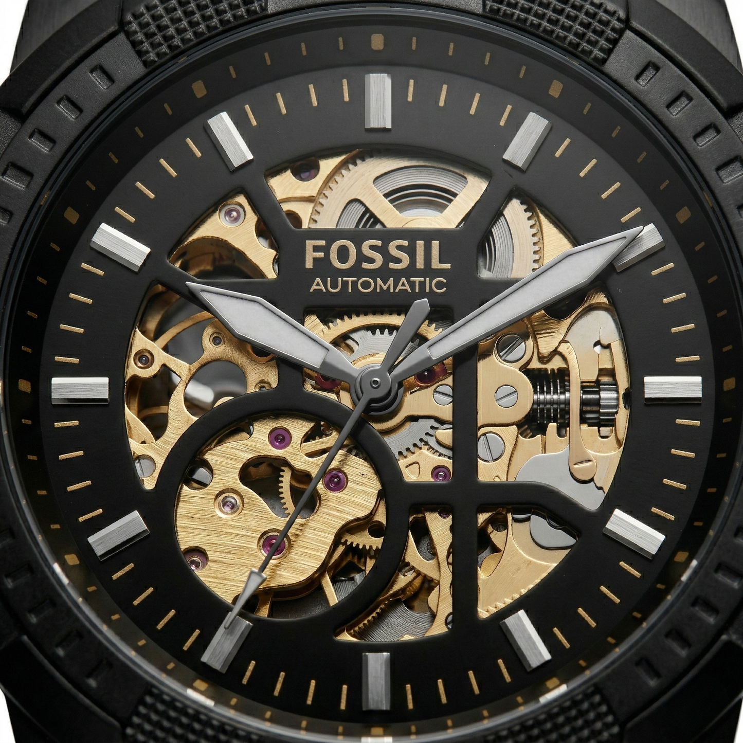 Fossil Bronson Automatic Black Case Black Metal Bracelet