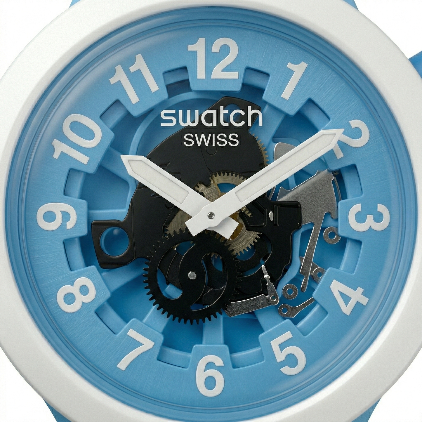 Swatch Big Bold Sky Blue – White Case Silicone Strap