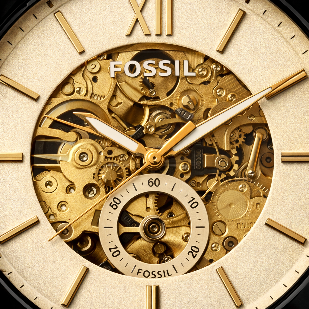 Fossil Skeleton Classic Cream Dial – Brown Leather Strap