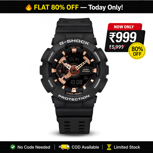 Casio G-SHOCK Analog Digital Black Resin Strap Watch – Rose Gold Edition