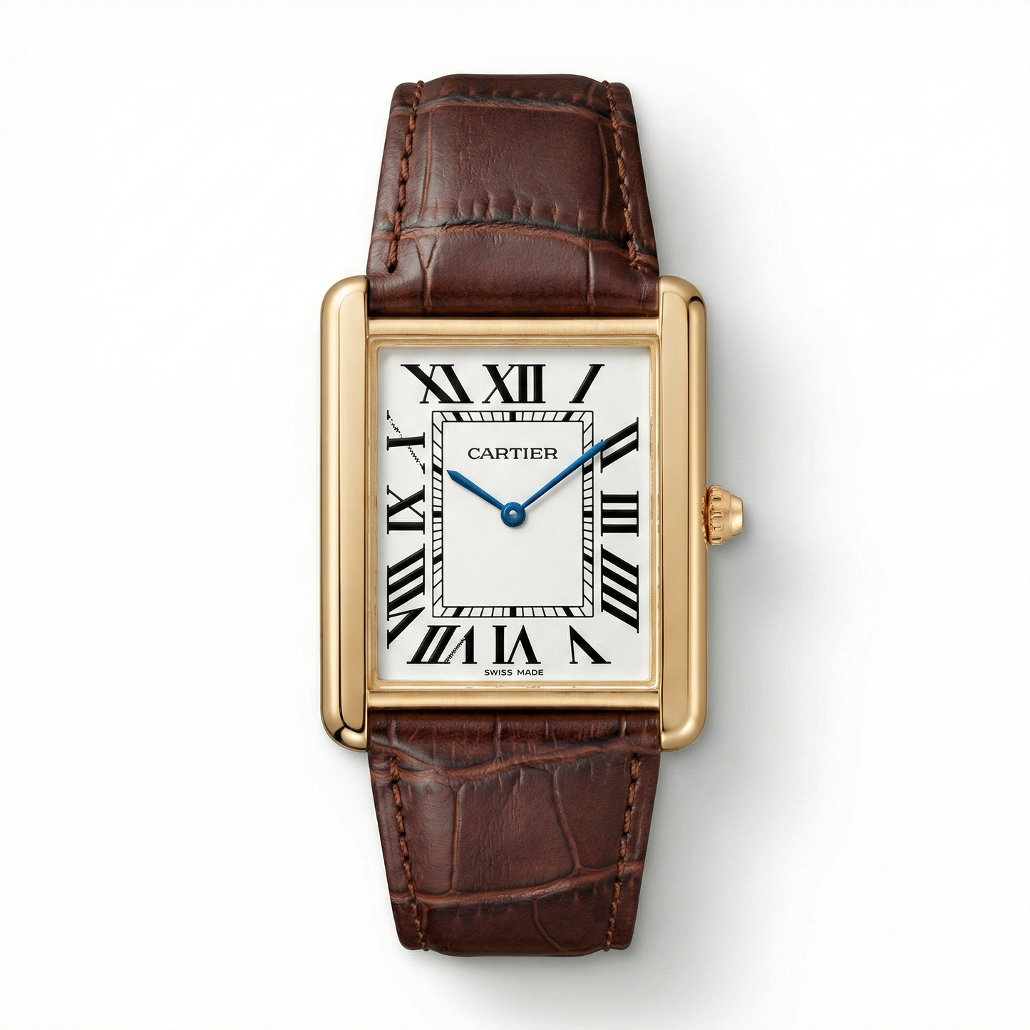 Cartier Slim Rectangular – Brown Leather Strap