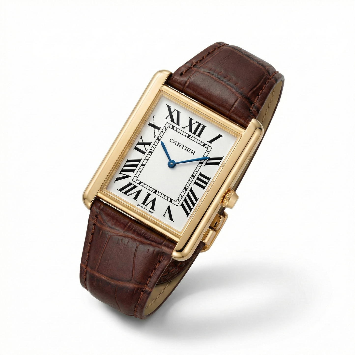 Cartier Slim Rectangular – Brown Leather Strap