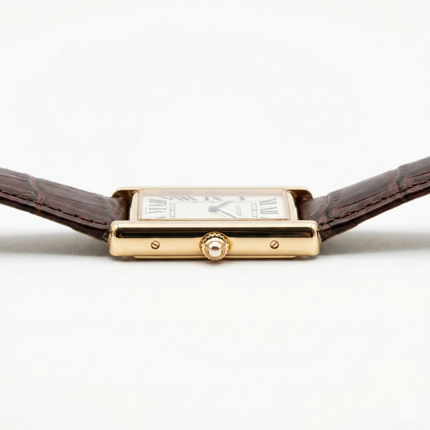 Cartier Slim Rectangular – Brown Leather Strap