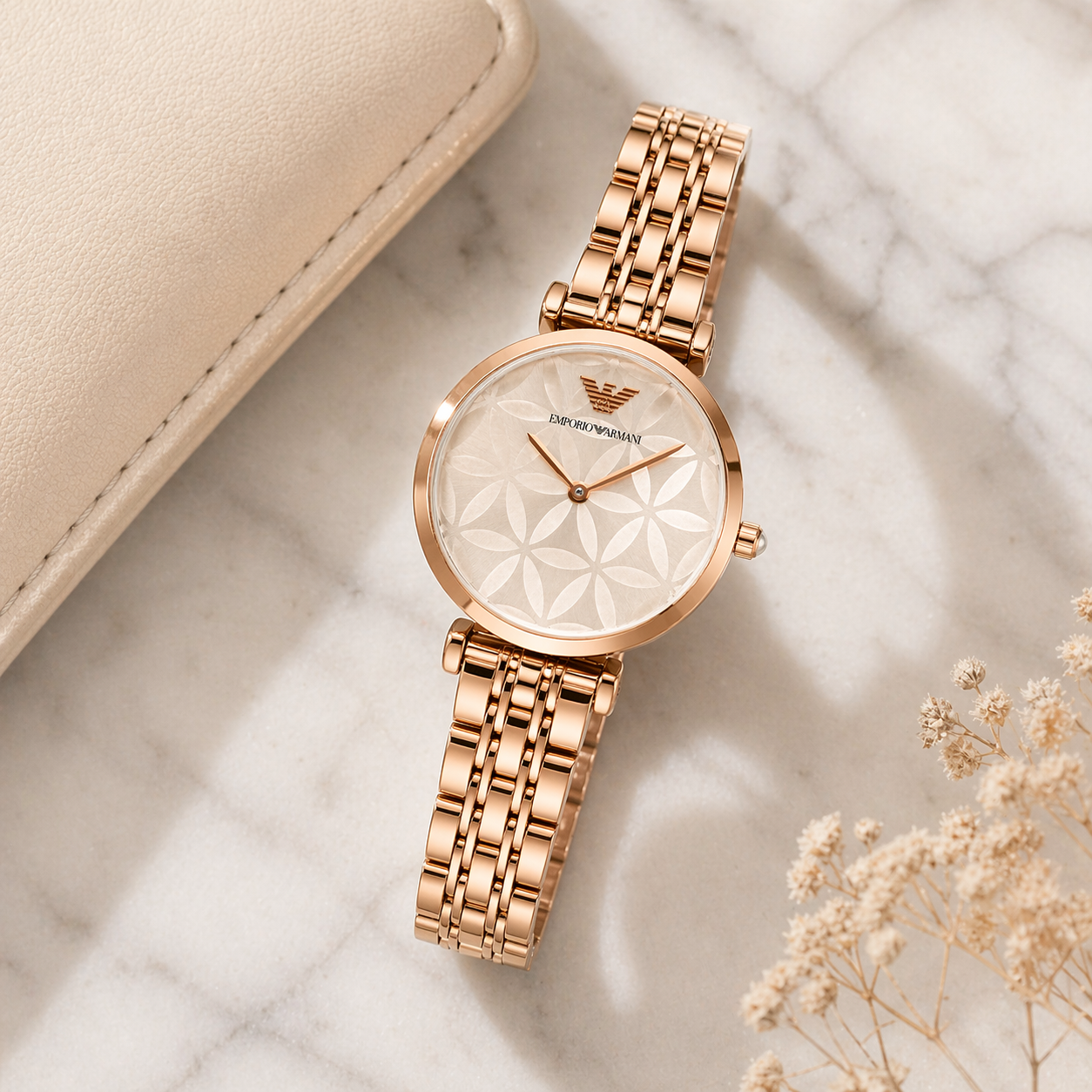 Emporio Armani Geometric Elegance Dial Watch – Rose Gold Case Stainless Steel Bracelet